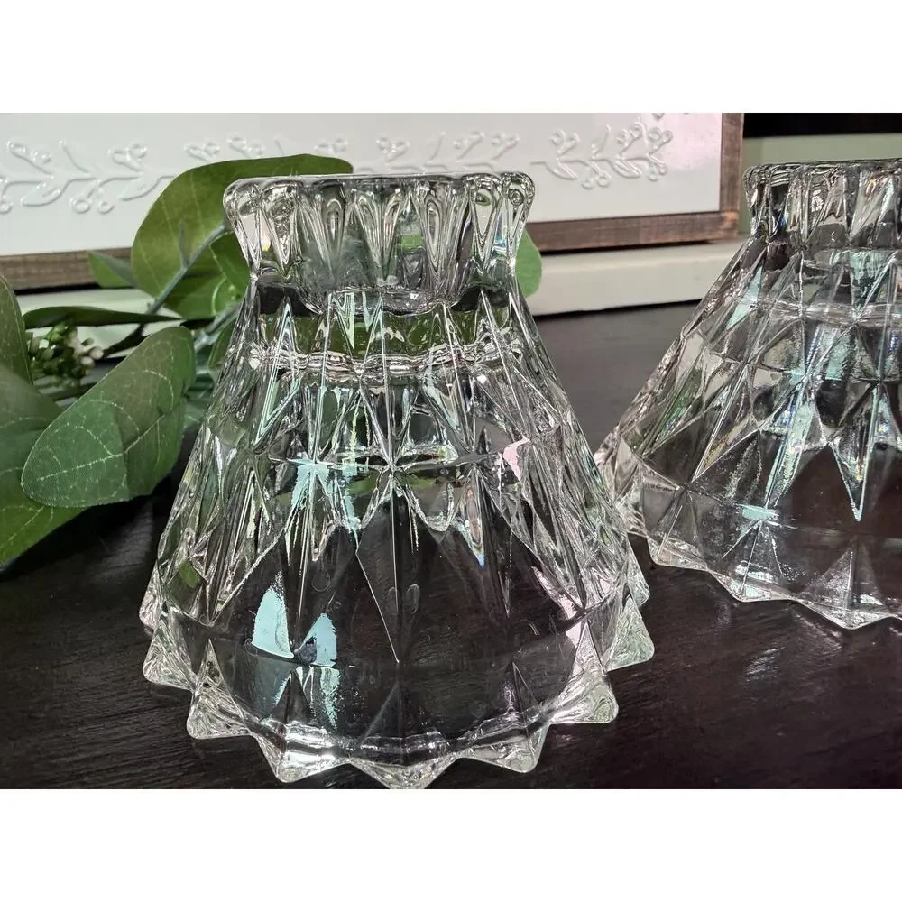 Vintage Jeannette Glass Windsor Candlestick Holders, Set of 2